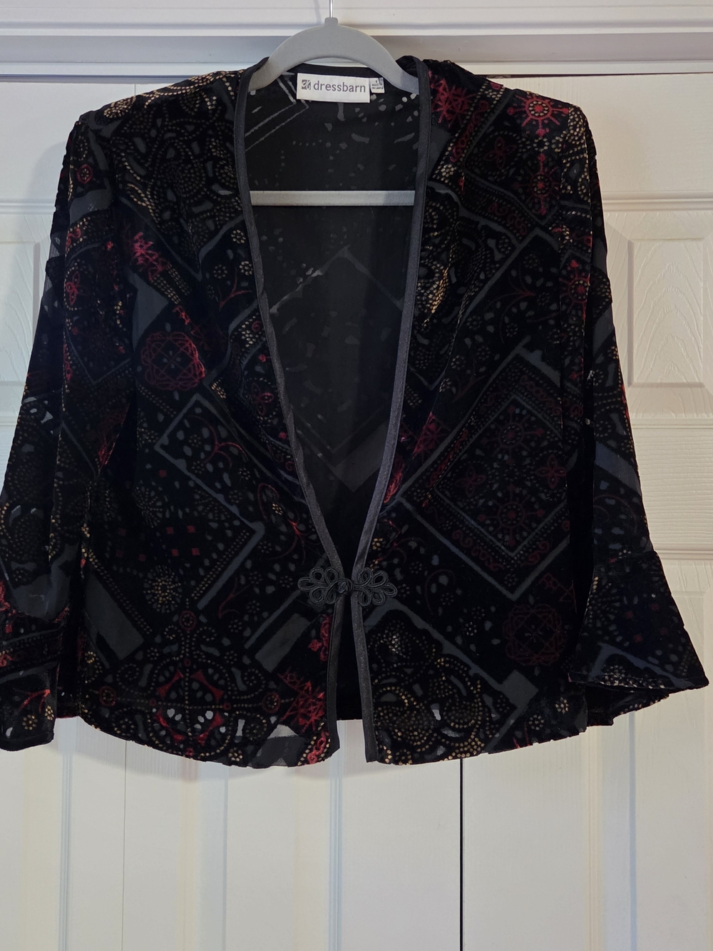 Vintage 90s Dressbarn burnout velvet cardigan jacket.